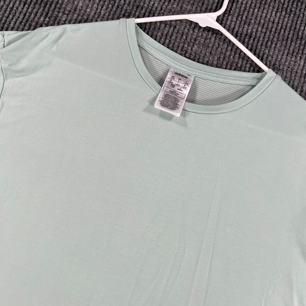Adidas Shirt Womens Large Light Green Short Sleeve Performance Active Tee New